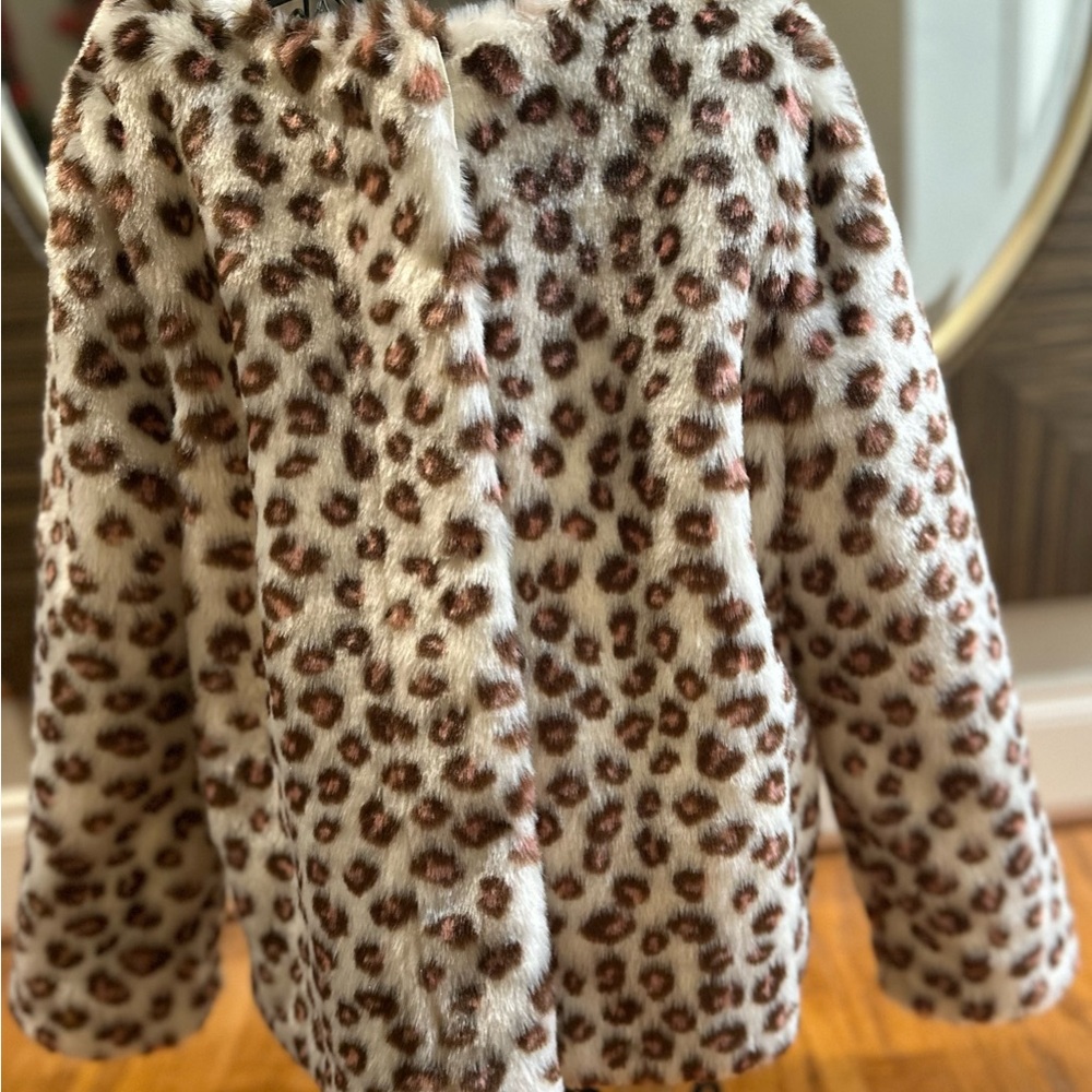 Leopard Print Kids Faux Fur Coat